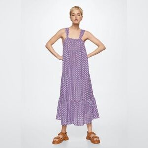NWT Mango Purple Jaipur Midi Dress Size 6